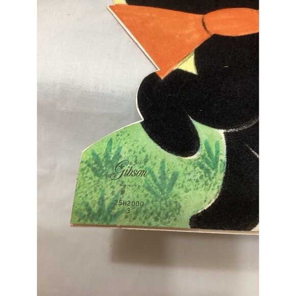 Gibson Halloween Flocked Black Cat Greeting Card Die Cut Stand Up Double Sided - Picture 6 of 10